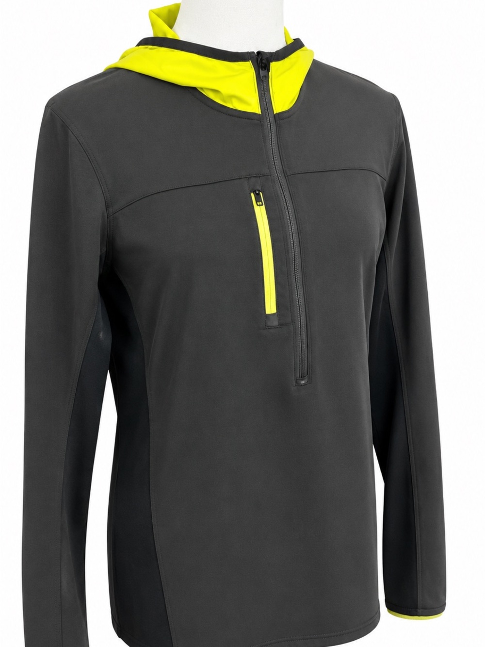 Reebok Neon Yellow and Dark Grey Hooded Men’s Pullover Jacket